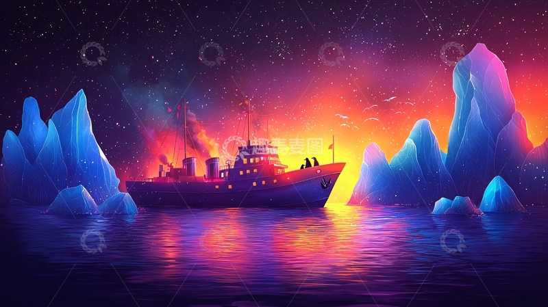高清大图下载【趣麦麦图】夜空下航行的船只