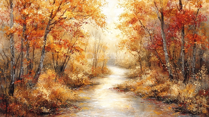 高清大图下载【趣麦麦图】金色秋季森林小路