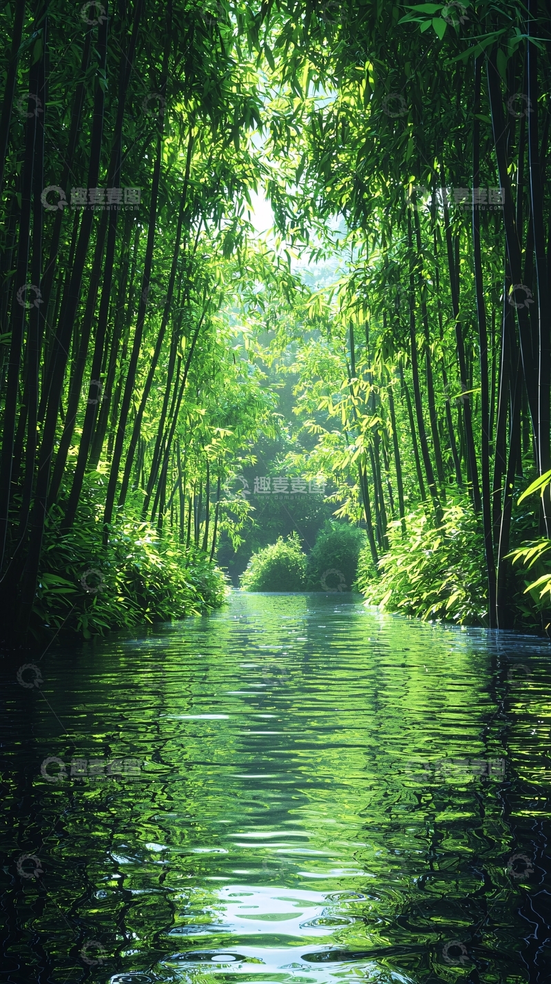 高清大图下载【趣麦麦图】竹林小溪