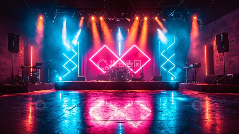 高清大图下载【趣麦麦图】炫彩霓虹灯舞台灯光秀