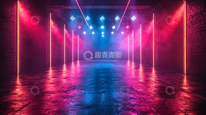 高清大图下载【趣麦麦图】霓虹灯光舞台背景