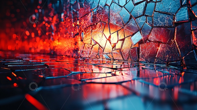 高清大图下载【趣麦麦图】红蓝破碎玻璃通道