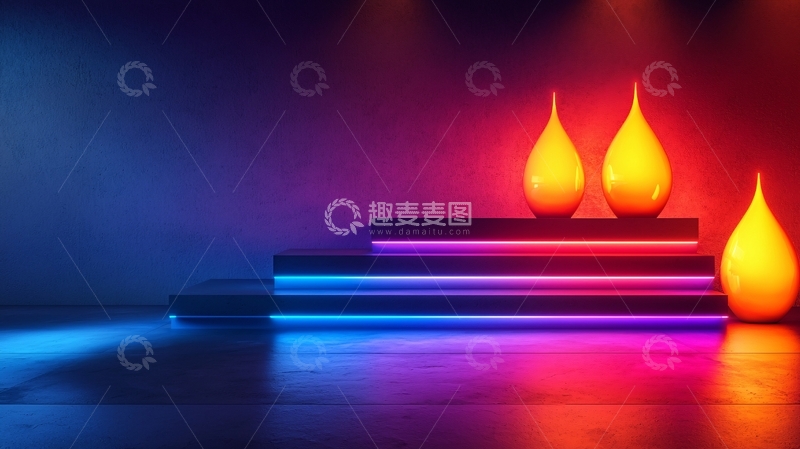 高清大图下载【趣麦麦图】炫彩霓虹灯展台