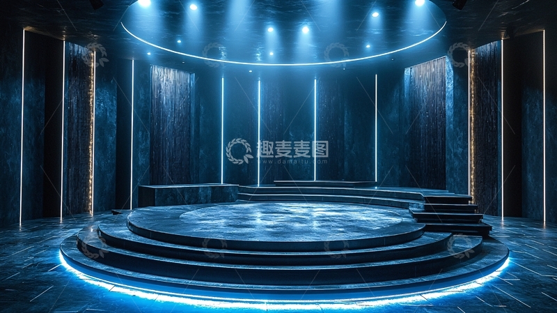 高清大图下载【趣麦麦图】炫酷蓝色舞台灯光背景