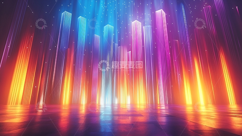 高清大图下载【趣麦麦图】霓虹灯柱梦幻场景