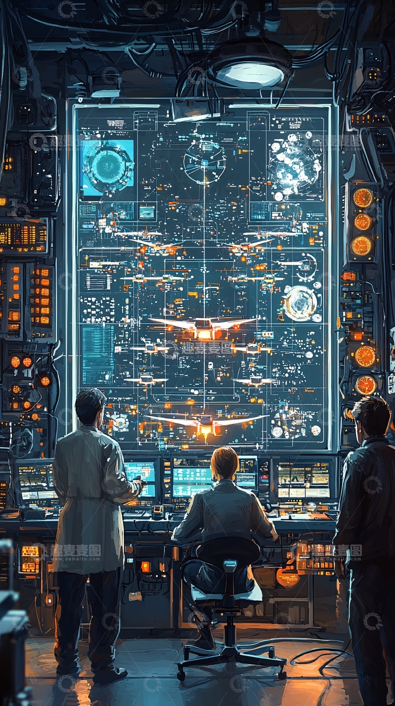 高清大图下载【趣麦麦图】未来科技控制室