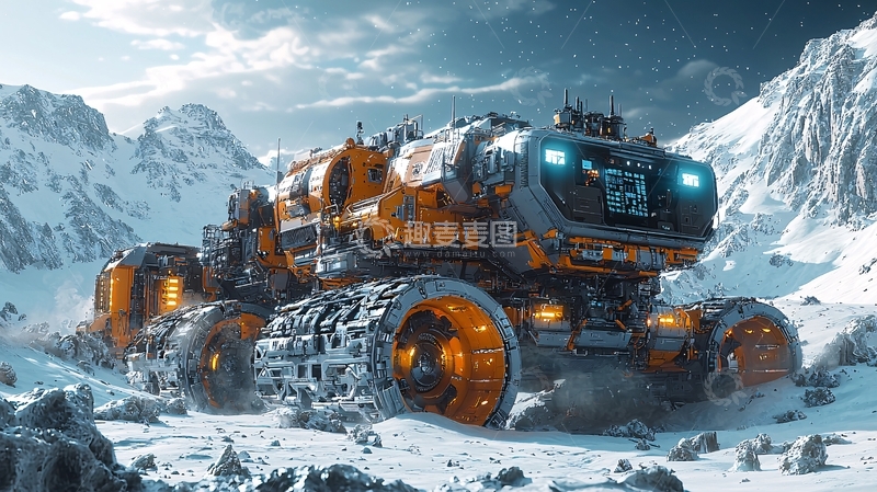 高清大图下载【趣麦麦图】未来科技越野车雪地