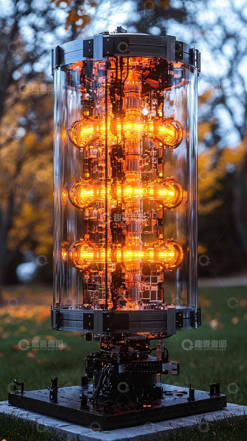 高清大图下载【趣麦麦图】透明柱状量子计算机