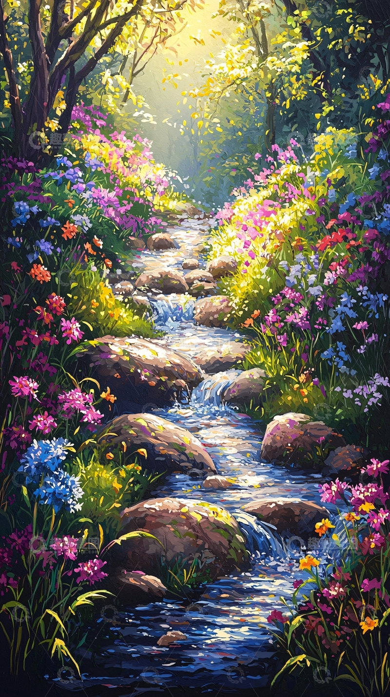 高清大图下载【趣麦麦图】阳光森林小溪