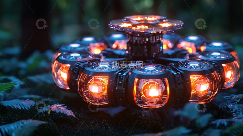 高清大图下载【趣麦麦图】森林中的发光装置