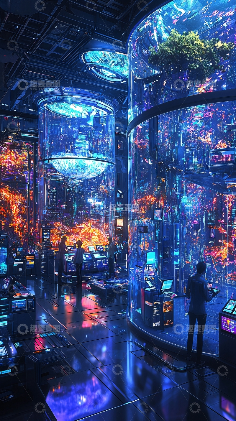 高清大图下载【趣麦麦图】未来科技感水族馆