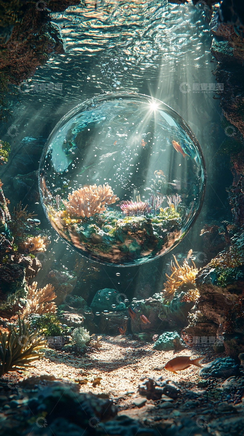 高清大图下载【趣麦麦图】海底世界玻璃球