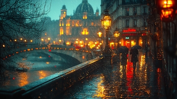 雨夜巴黎街景