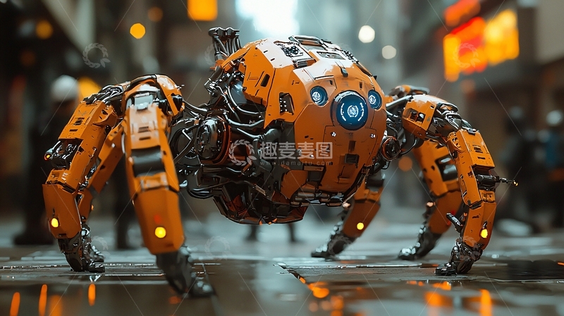 高清大图下载【趣麦麦图】未来都市蜘蛛机器人