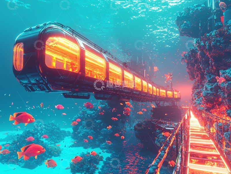 高清大图下载【趣麦麦图】海底列车