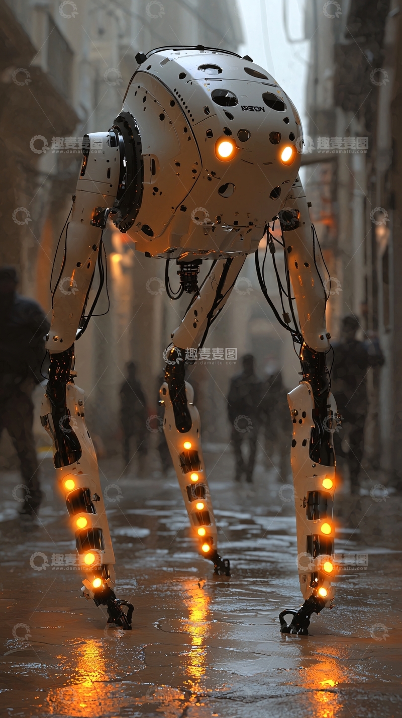 高清大图下载【趣麦麦图】未来都市四足机器人