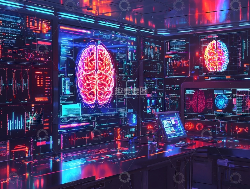 高清大图下载【趣麦麦图】未来科技感大脑控制室