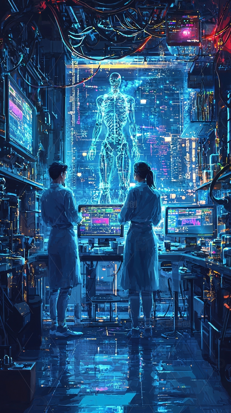 高清大图下载【趣麦麦图】未来实验室中研究人体