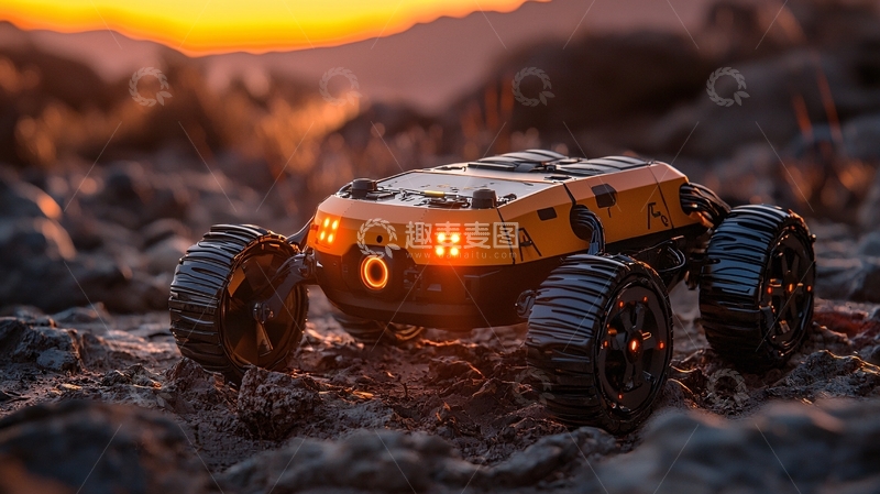 高清大图下载【趣麦麦图】黄昏背景下的越野机器人