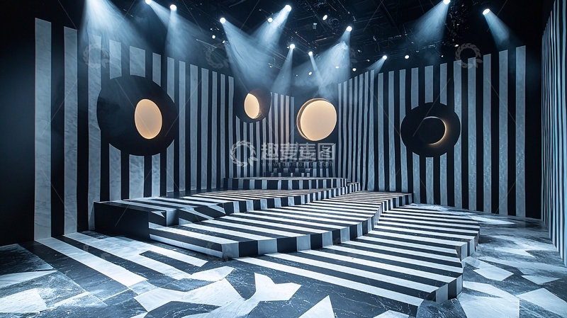 高清大图下载【趣麦麦图】黑白条纹舞台