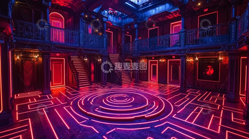 高清大图下载【趣麦麦图】霓虹灯迷宫室内场景