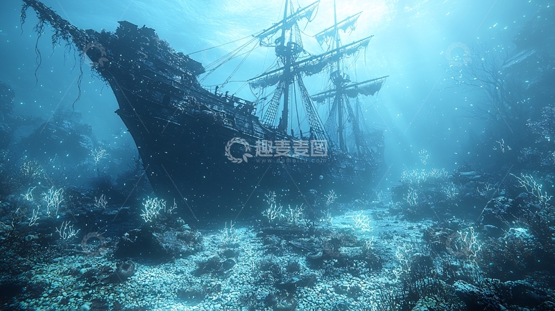高清大图下载【趣麦麦图】深海沉船残骸