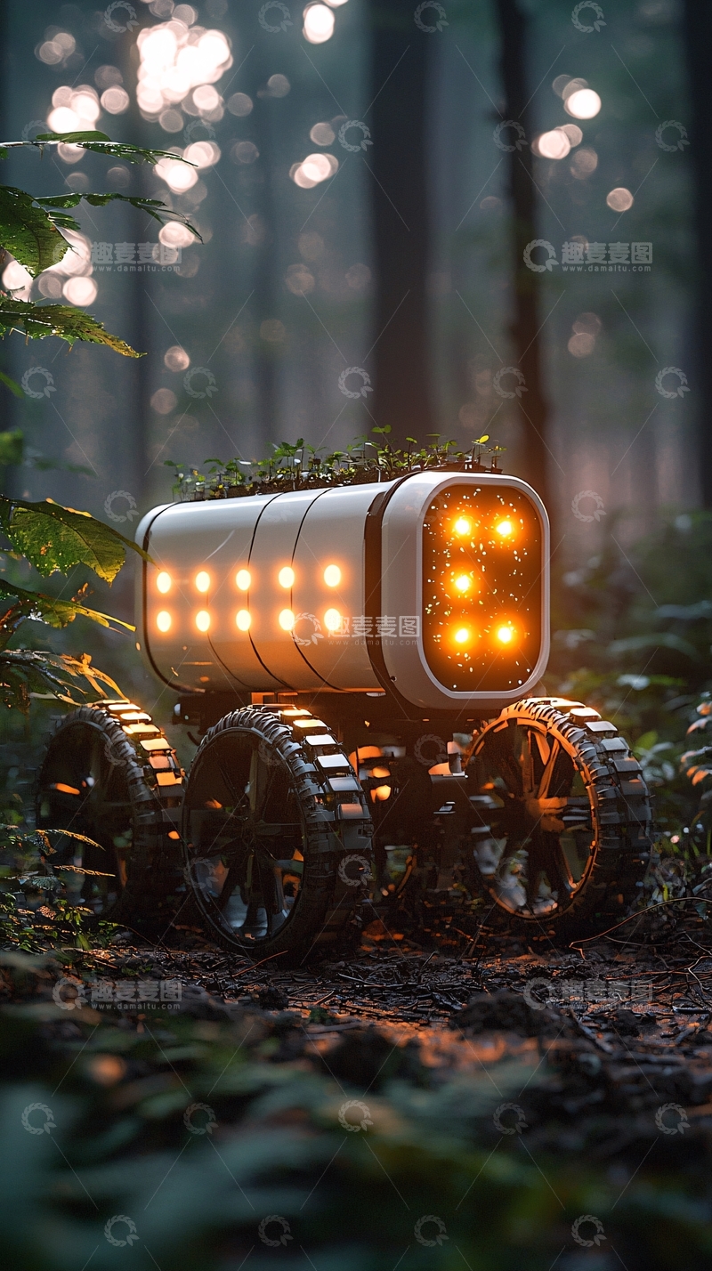 高清大图下载【趣麦麦图】森林机器人
