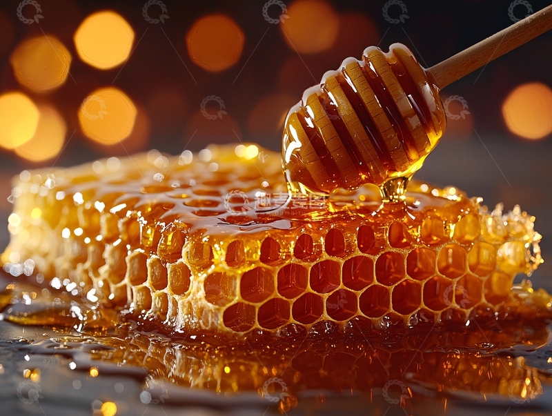 高清大图下载【趣麦麦图】蜂蜜滴落蜂巢