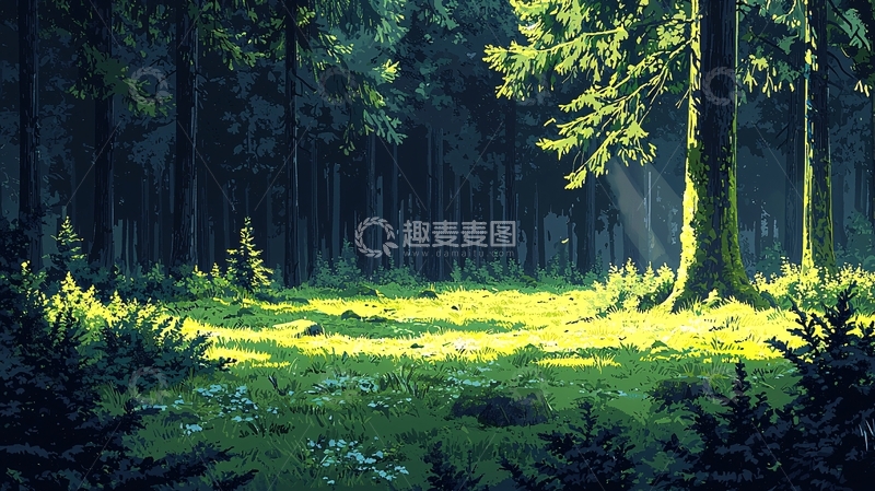 高清大图下载【趣麦麦图】森林阳光