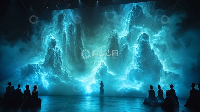 高清大图下载【趣麦麦图】蓝色梦幻舞台背景