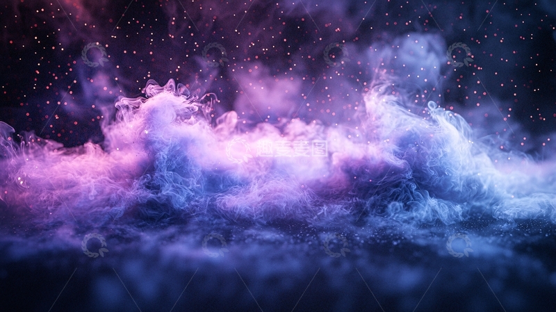 高清大图下载【趣麦麦图】梦幻紫色蓝色烟雾背景