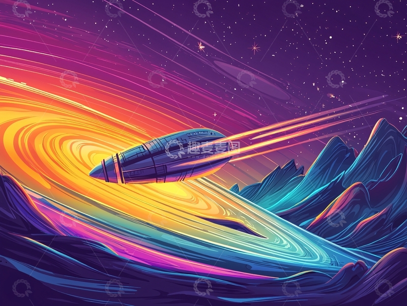 高清大图下载【趣麦麦图】宇宙飞船穿越星云