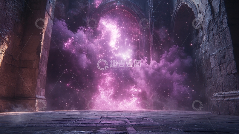 高清大图下载【趣麦麦图】哥特式建筑魔法能量通道