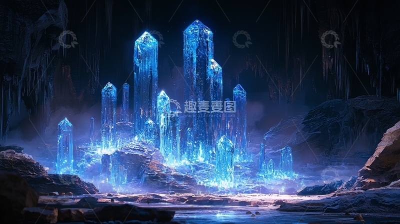 高清大图下载【趣麦麦图】蓝色水晶洞穴