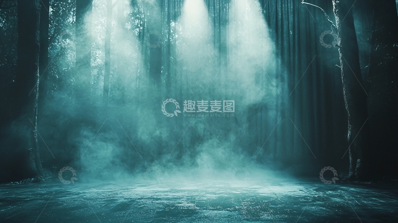 高清大图下载【趣麦麦图】深林光束神秘场景