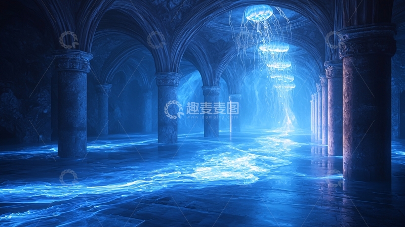 高清大图下载【趣麦麦图】蓝色地下水宫殿