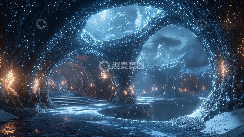 高清大图下载【趣麦麦图】冰雪洞穴奇幻场景