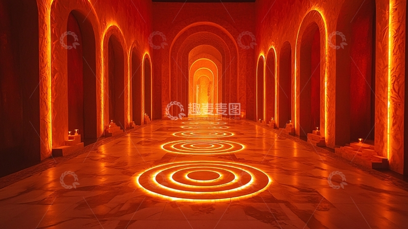 高清大图下载【趣麦麦图】红色拱形通道
