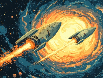 两艘飞船穿越星云