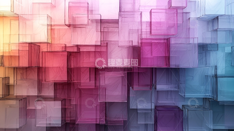 高清大图下载【趣麦麦图】彩色透明方块背景