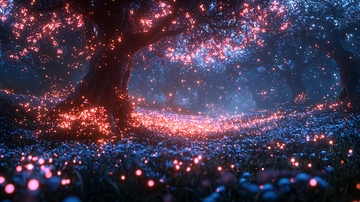 奇幻森林发光树木