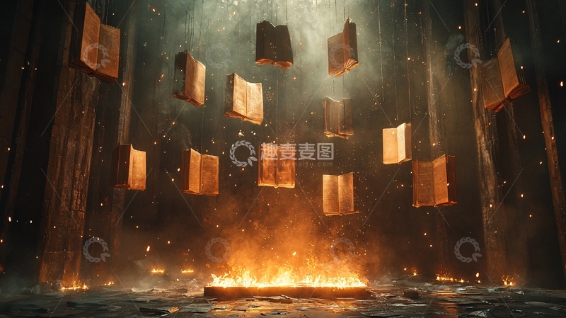 高清大图下载【趣麦麦图】飞舞的书页