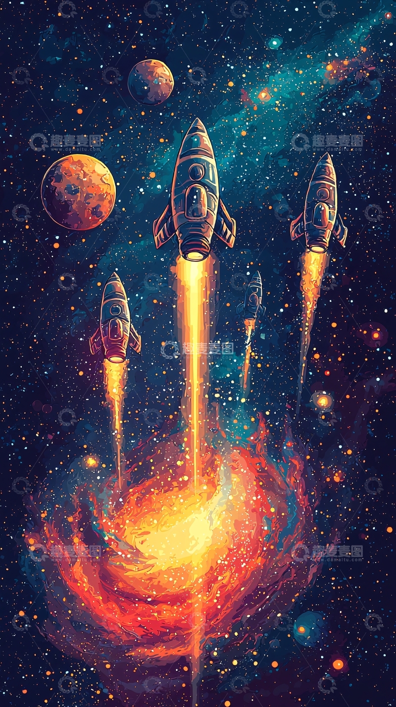 高清大图下载【趣麦麦图】宇宙飞船发射