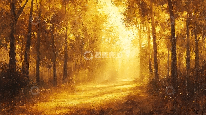 高清大图下载【趣麦麦图】金色森林小路