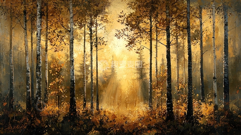 高清大图下载【趣麦麦图】金色森林早晨阳光
