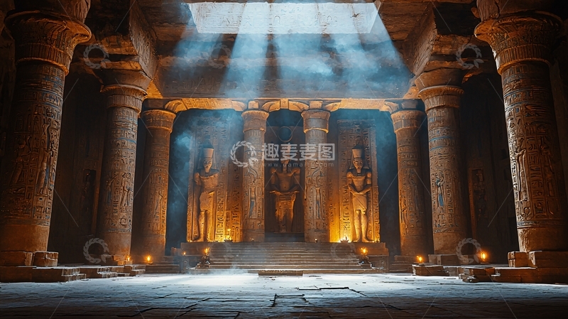 高清大图下载【趣麦麦图】古埃及神殿内部光线