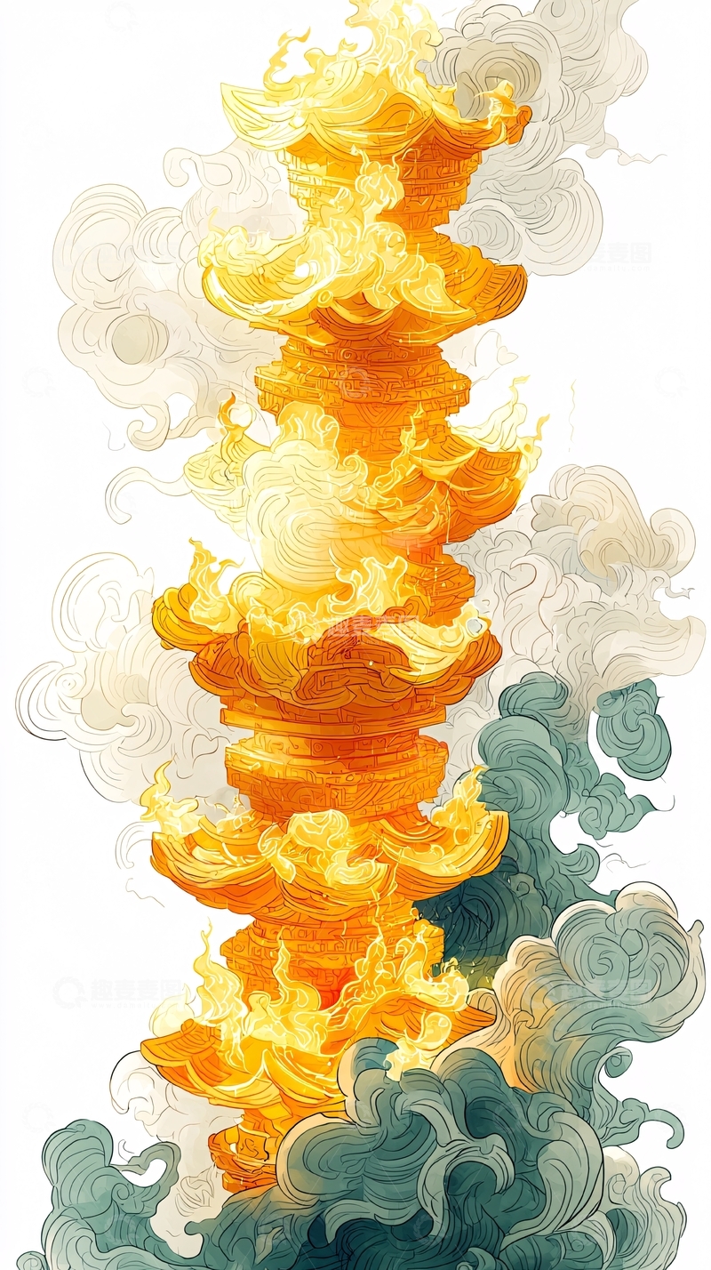 高清大图下载【趣麦麦图】火焰塔
