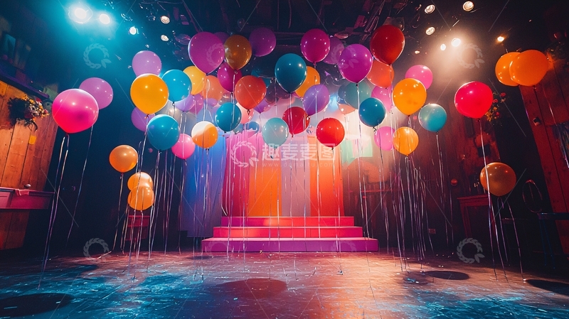 高清大图下载【趣麦麦图】舞台上的彩色气球