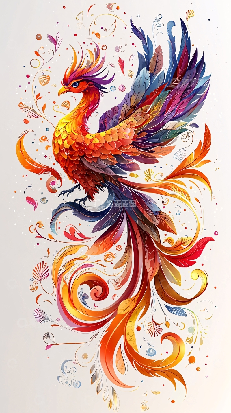 高清大图下载【趣麦麦图】彩色凤凰图
