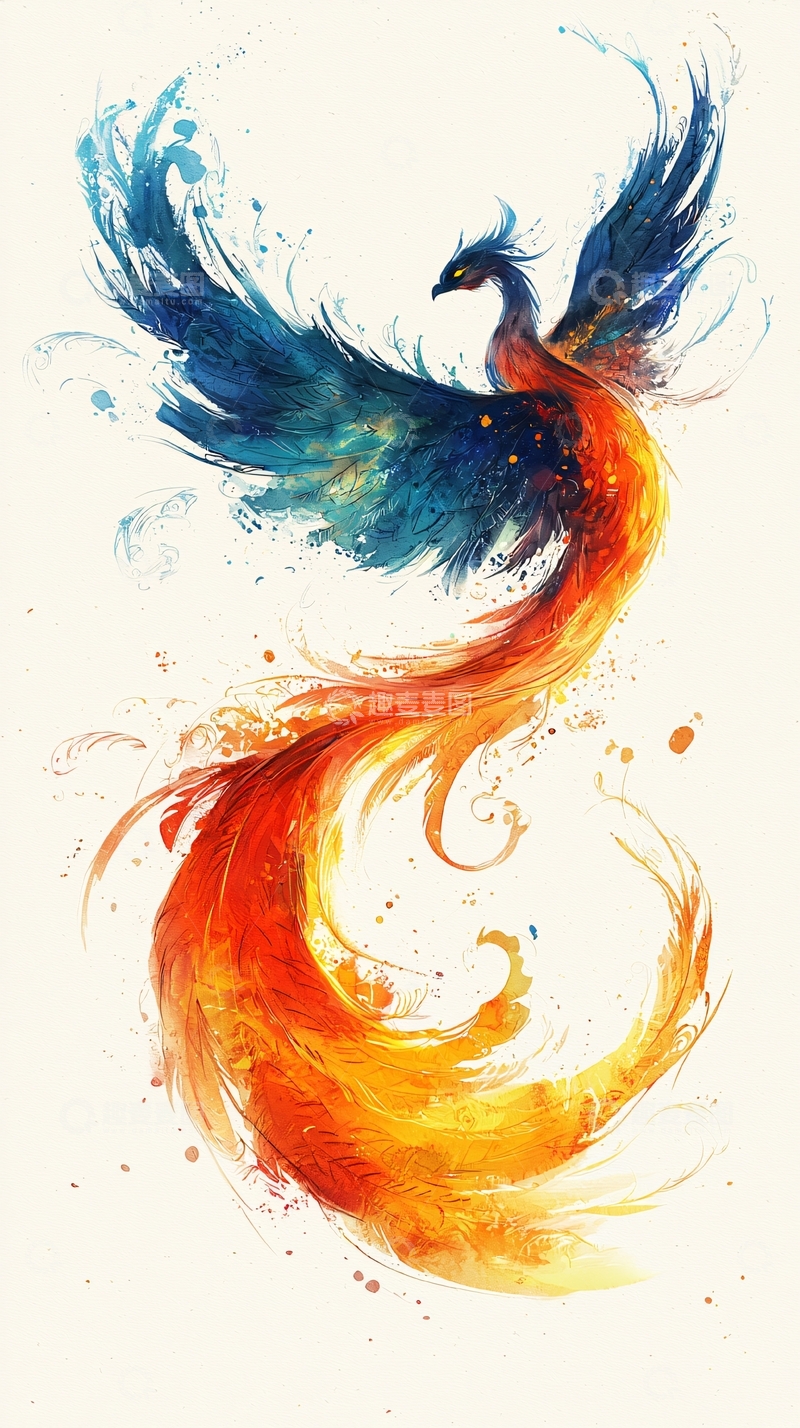 高清大图下载【趣麦麦图】水墨凤凰